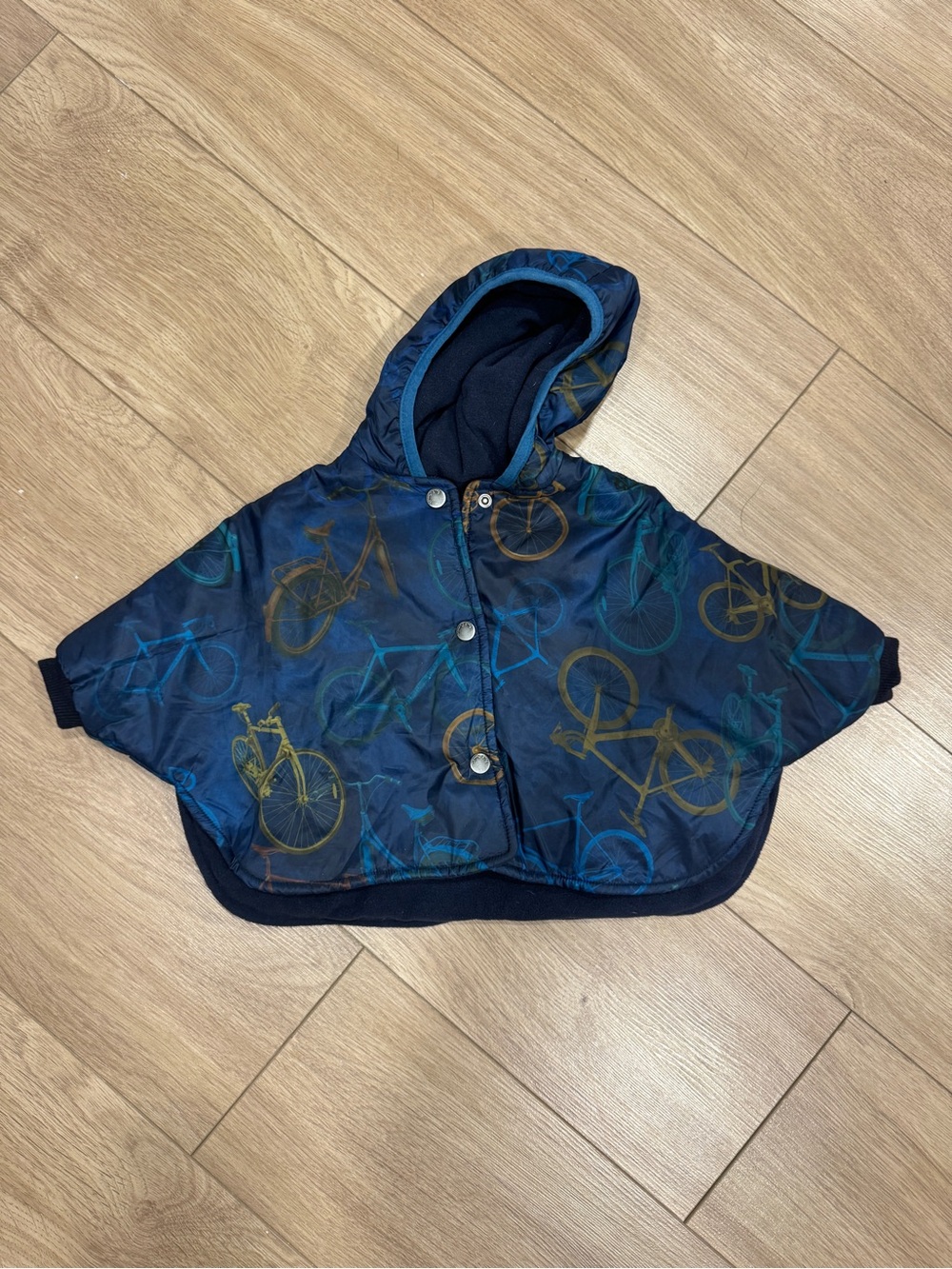 Paul Smith Navy Blue Hooded Cape with Bike Print